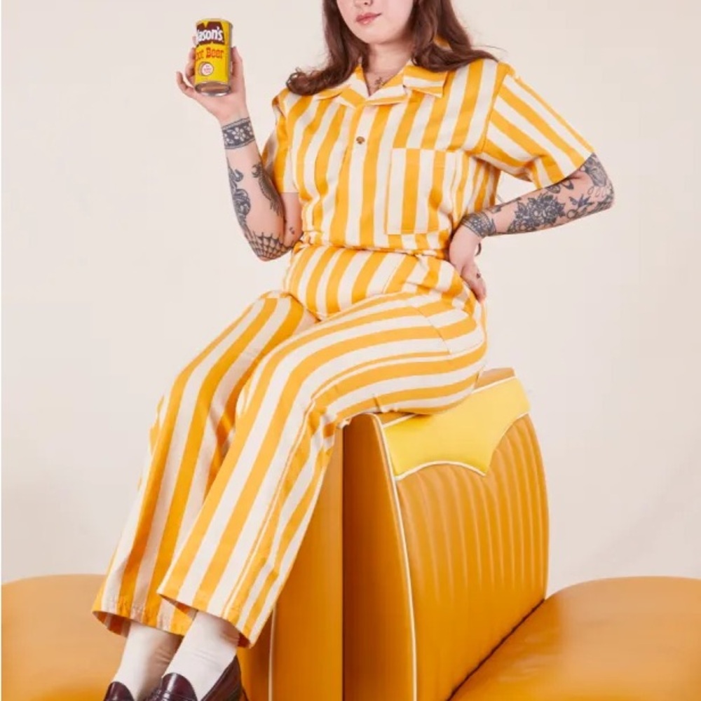 Big Bud Press Yellow and White Striped Jumpsuit